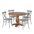 Eleanor Oak Round Solid Wood Top 5 Piece Dining Set With X Cross Back Chairs By Inspire Q Classic