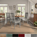 Eleanor Antique Grey Round Top Solid Wood Dining Set Slat Back By Inspire Q Classic