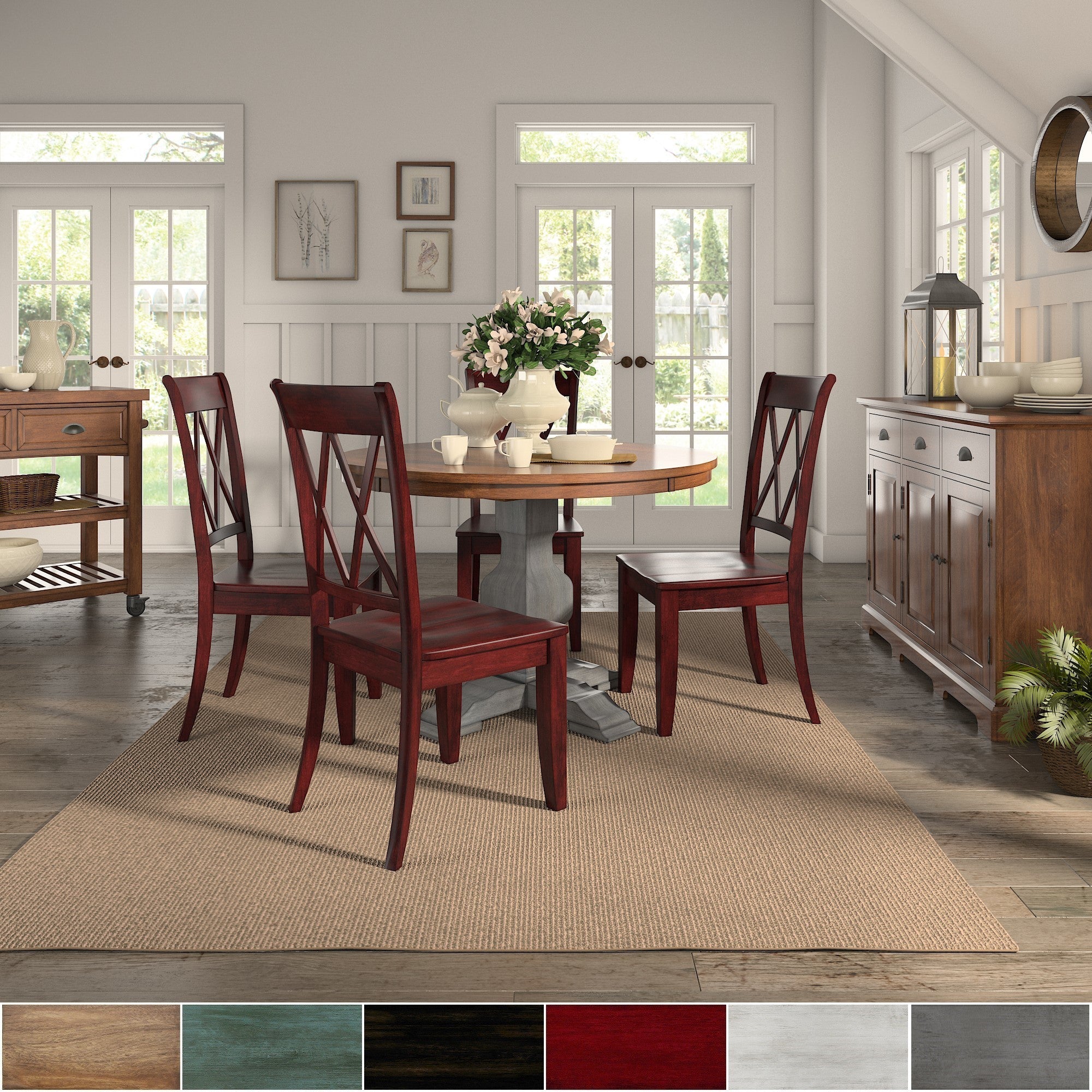 Eleanor Antique Grey Round Top Solid Wood Dining Set X Back By Inspire Q Classic