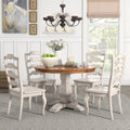 Eleanor Antique White Round Solid Wood Top 5 Piece Dining Set French Ladder By Inspire Q Classic