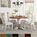 Eleanor Antique White Round Solid Wood Top 5 Piece Dining Set Panel Back By Inspire Q Classic