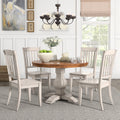 Eleanor Antique White Round Solid Wood Top 5 Piece Dining Set Slat Back By Inspire Q Classic
