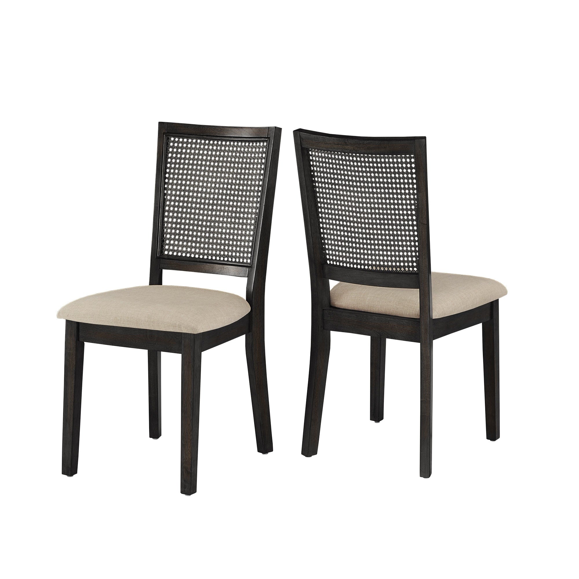 Eleanor Beige Linen Rattan Back Dining Chairs Set Of 2 By Inspire Q Classic Set Of 2
