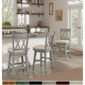 Eleanor Double X Back Counter Height Wood Swivel Chair By Inspire Q Classic
