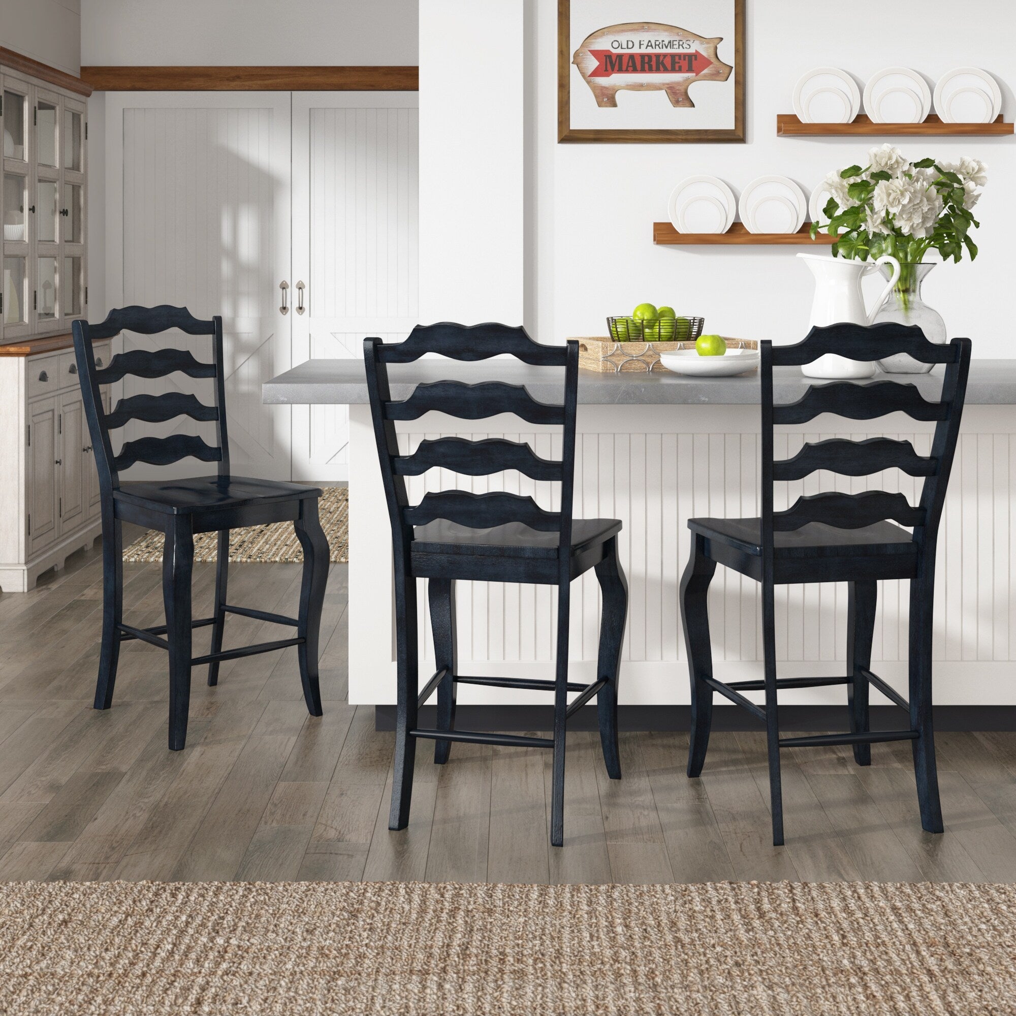 Eleanor French Ladder Back Wood Counter Chair Set Of 2 By Inspire Q Classic
