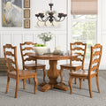 Eleanor Oak Round Soild Wood Top Ladder Back 5 Piece Dining Set By Inspire Q Classic
