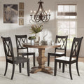 Eleanor Oak Round Soild Wood Top And X Back Chairs 5 Piece Dining Set By Inspire Q Classic