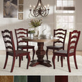 Eleanor Red Round Solid Wood Top 5 Piece Dining Set French Ladder Back By Inspire Q Classic