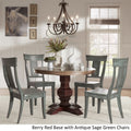 Eleanor Red Round Solid Wood Top 5 Piece Dining Set Panel Back By Inspire Q Classic