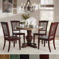 Eleanor Red Round Solid Wood Top 5 Piece Dining Set Slat Back By Inspire Q Classic