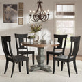 Eleanor Sage Green Round Solid Wood Top Panel Back 5 Piece Dining Set By Inspire Q Classic