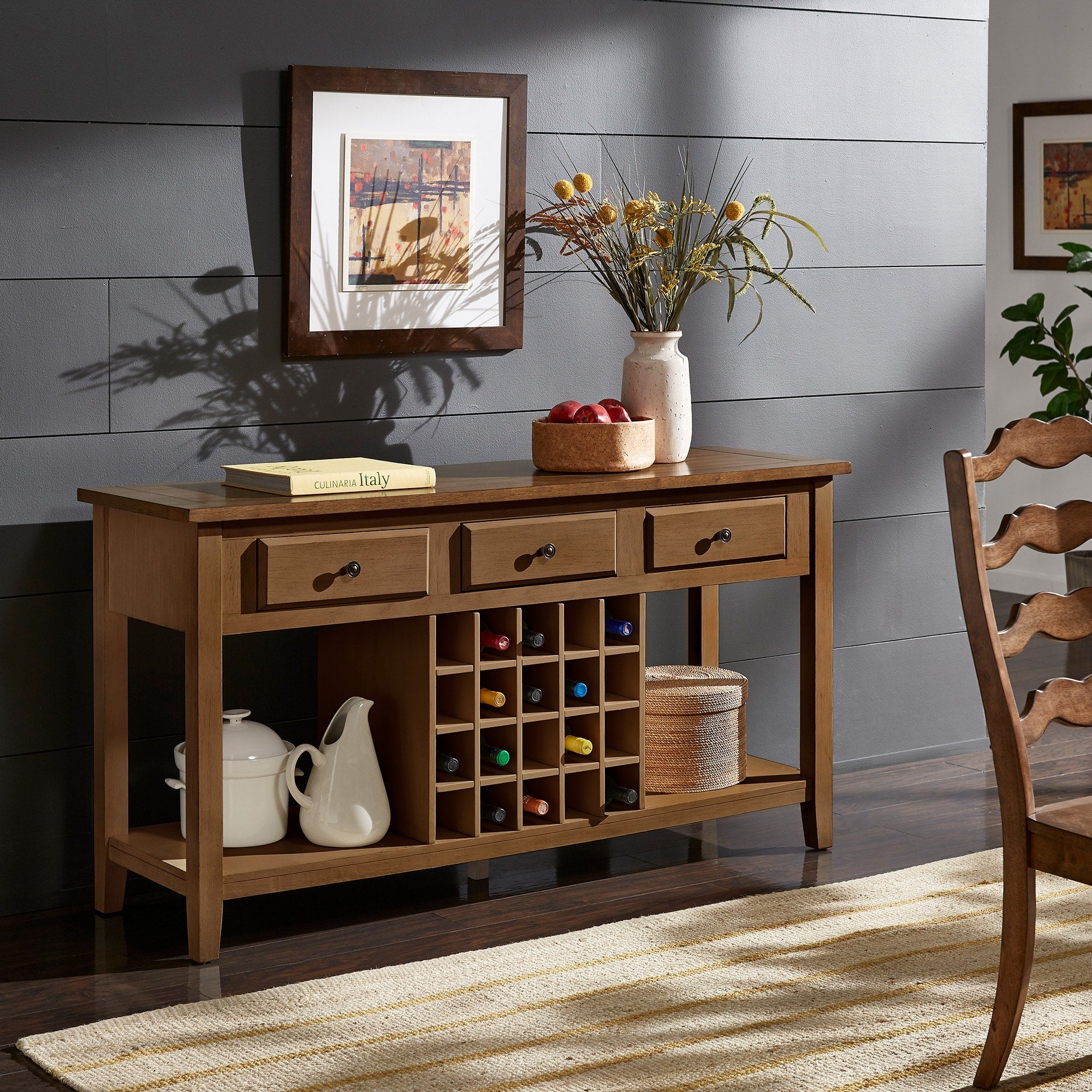 Eleanor Two Tone Wood Wine Rack Buffet Server By Inspire Q Classic