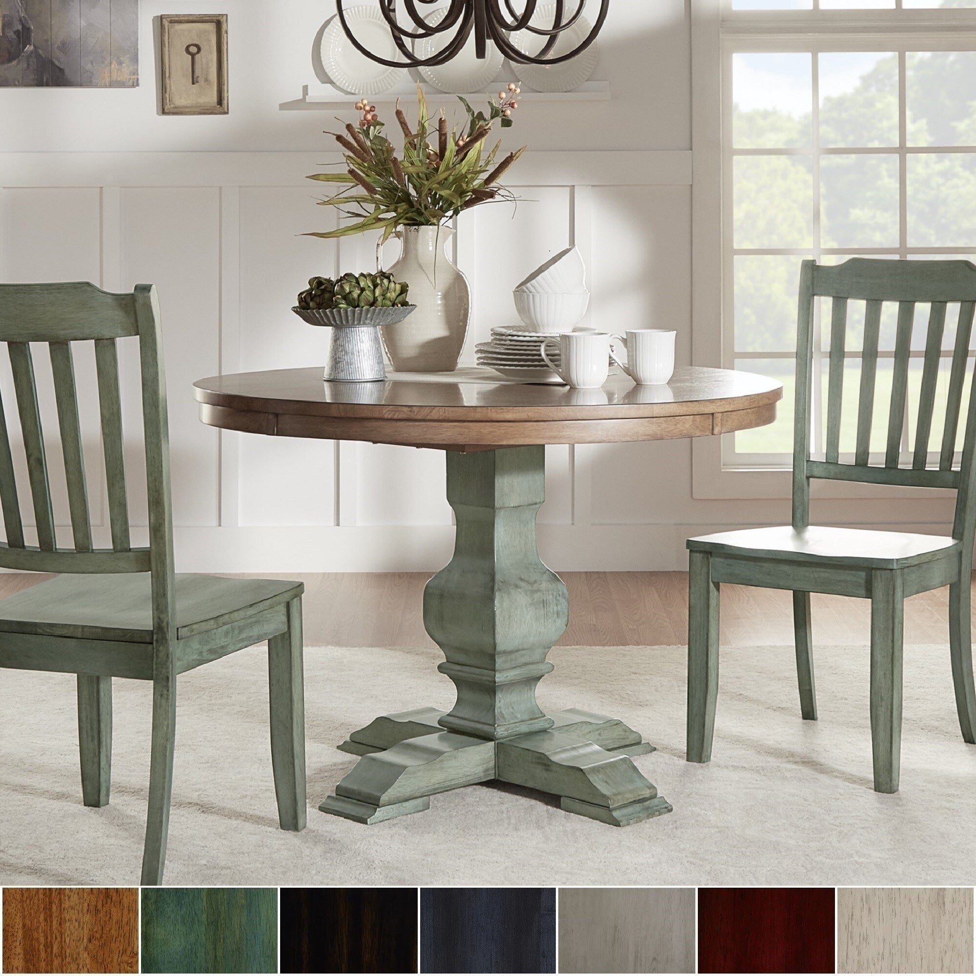 Eleanor Two Tone Round Solid Wood Top Dining Table By Inspire Q Classic