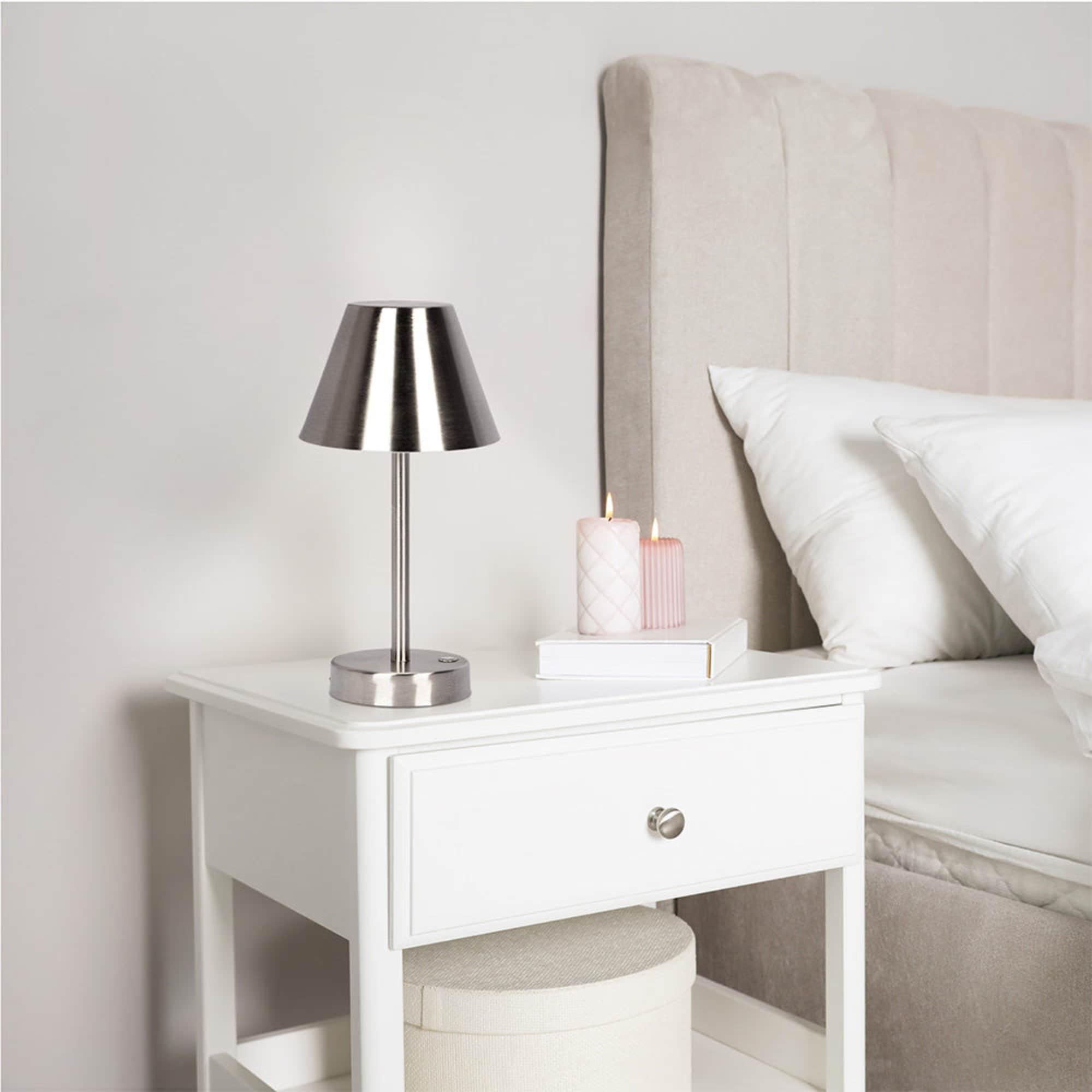 Elegance Rechargeable Led Table Lamp Brushed Nickel Led Touch Switch