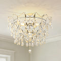 Elegant 4 Light Chrome Semi Flush Mount Ceiling Light With Clear Crystal Raindrop Accents For Living Room Or Dining Room