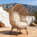 Elegant Arc Back Hanging Egg Chair 400Lb Capacity Patio Swing With 8 Inch Cushion Pe Rattan Outdoor Indoor Chair