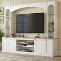 Elegant Arched Entertainment Center Wall Unit With Bookshelf Farmhouse Tv Stand With Wood Grain For Tvs Up To 70