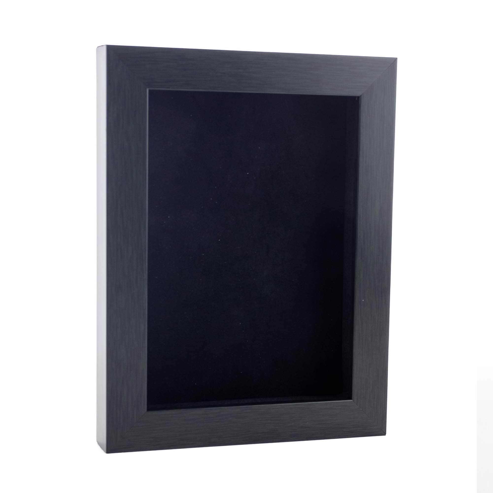 Elegant Charcoal Wood Shadow Box Frame With Acrylic Front Black Suede Backing 30 Sizes