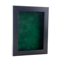 Elegant Charcoal Wood Shadow Box Frame With Acrylic Front Forest Green Suede Backing 30 Sizes