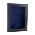 Elegant Charcoal Wood Shadow Box Frame With Acrylic Front Navy Blue Suede Backing 30 Sizes