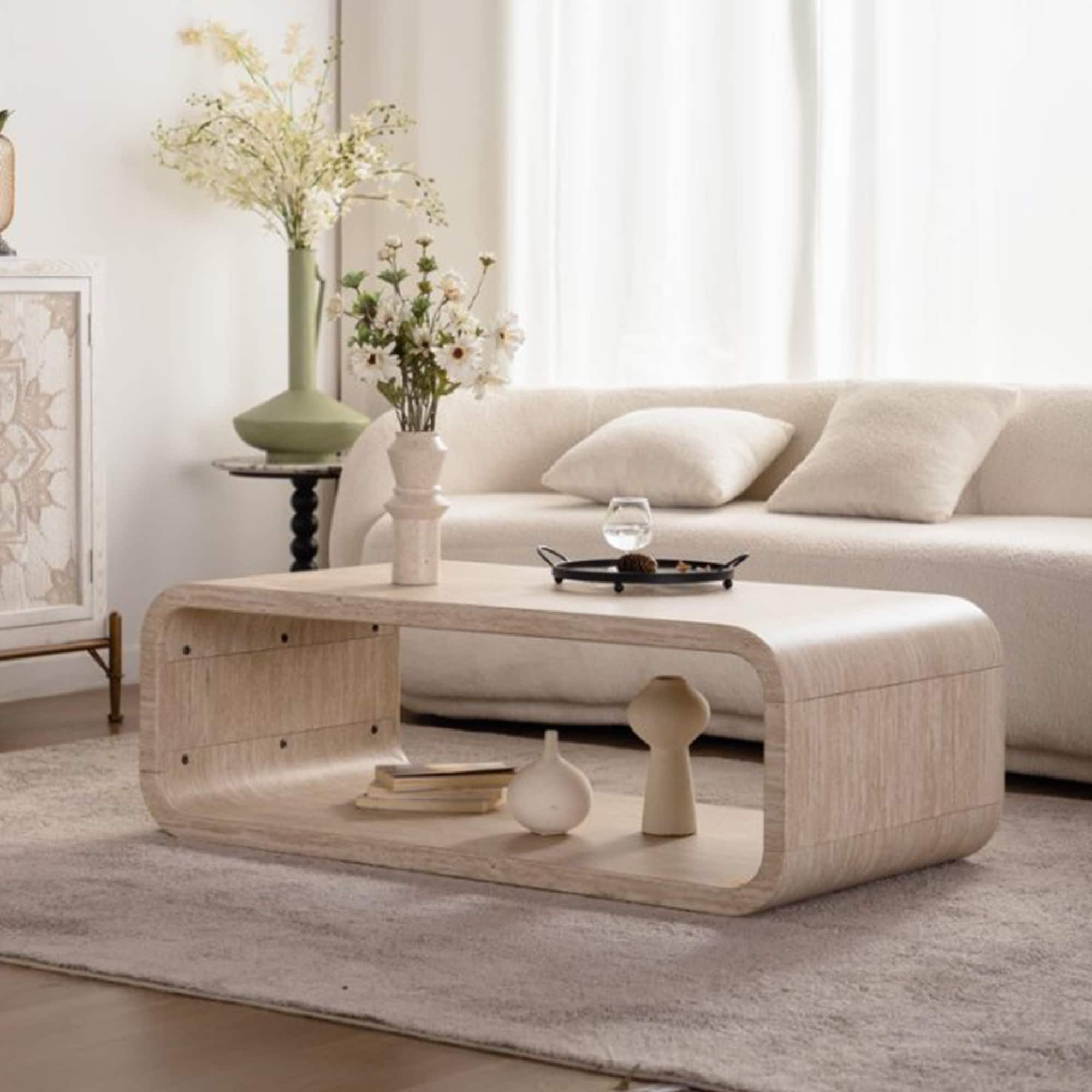 Elegant Coffee Table End Table Side Table With Open Storage Shelf Sofa Table Cocktail Table Accent Table
