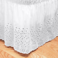 Elegant Floral Stitched Eyelet Bedskirt With 14 Inch Drop