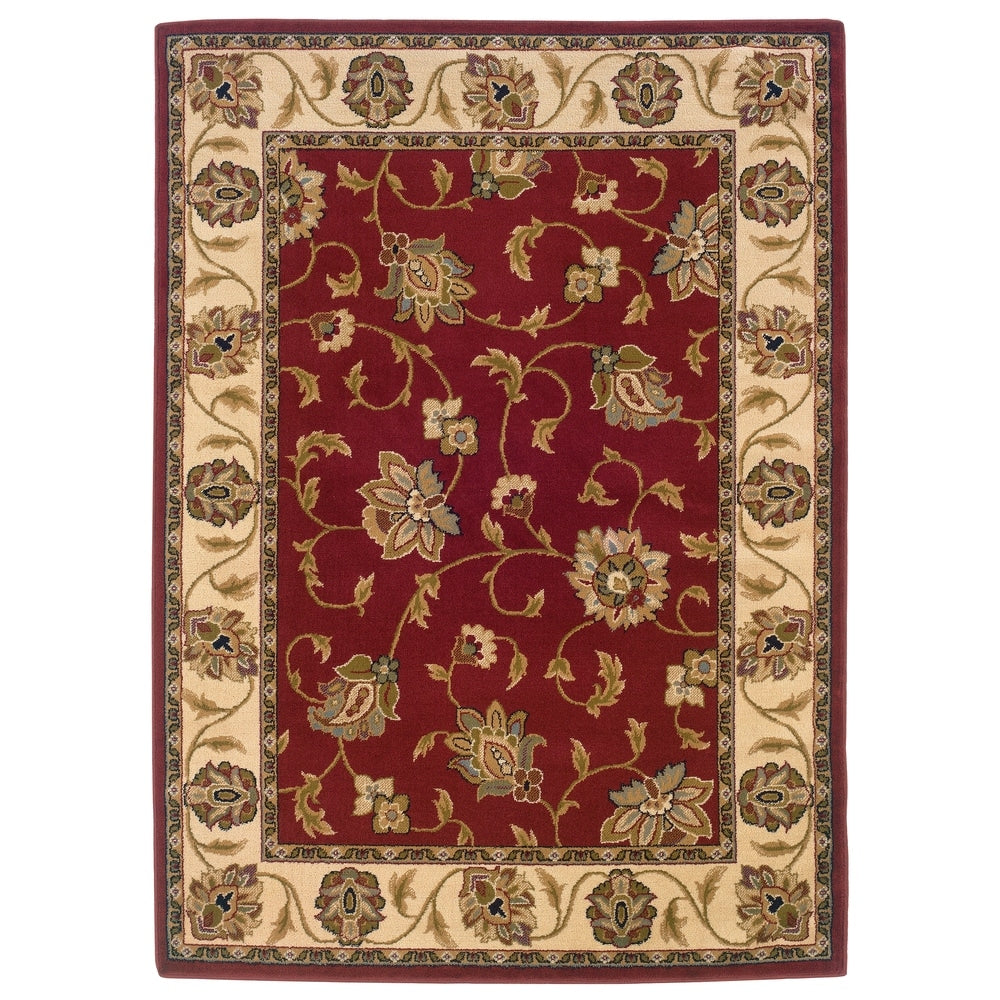 Style Haven Elegant Florals Red Ivory Area Rug 910 X 129