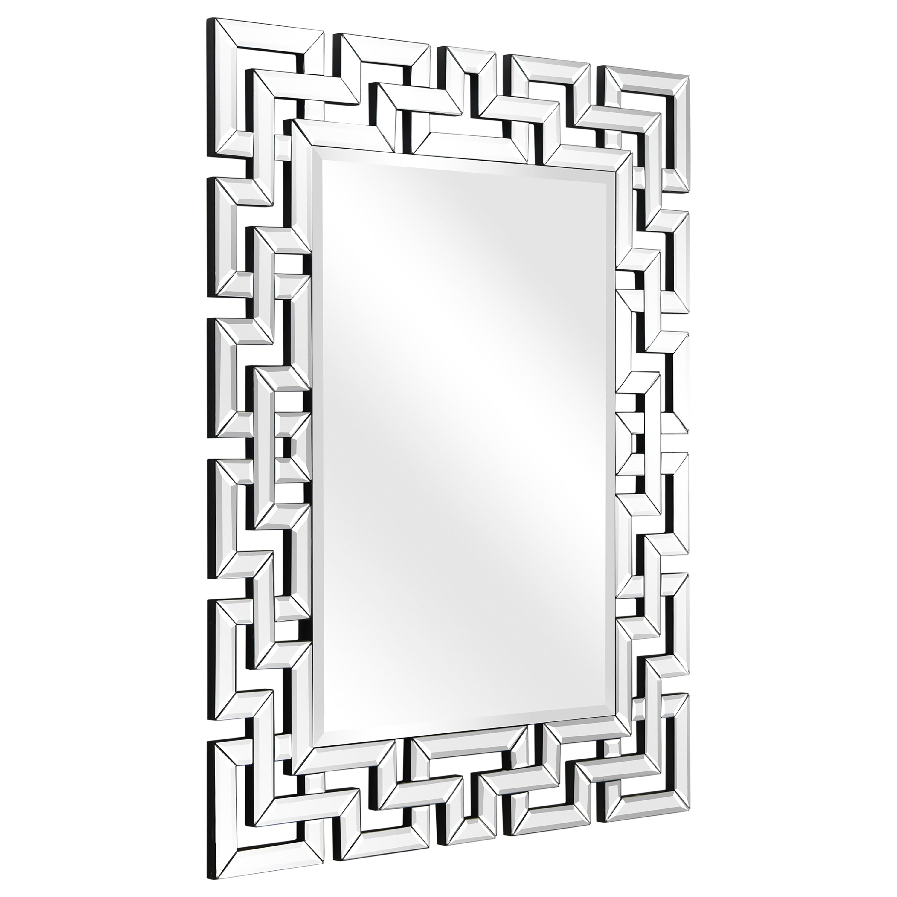 Elegant Beveled Geometry Decorative Wall Mirror Clear 31 In. X 0.79 In. X 40 In.