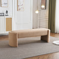 Elegant Light Camel Long Shaped Ottoman Bench Simple Home Addition