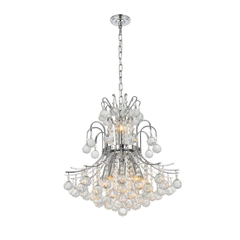 Elegant Lighting Chrome 19 Inch Royal Cut Crystal Clear Hanging 10 Light Chandelier