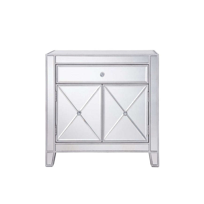 Elegant Lighting Contempo Silver 1 Drawer 2 Doors Cabinet