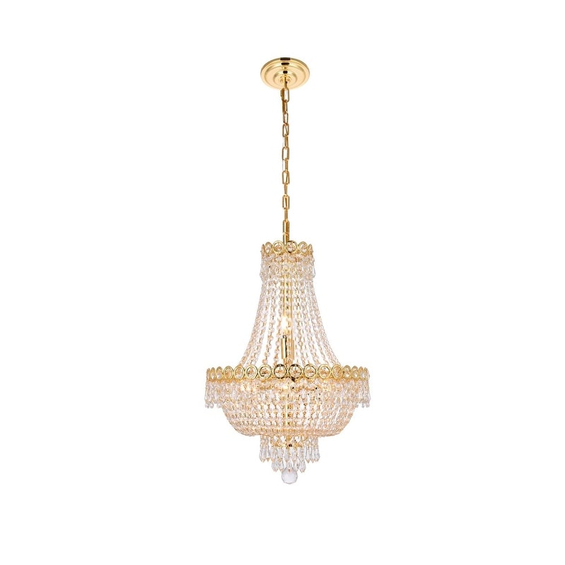 Elegant Lighting Gold 16 Inch Royal Cut Crystal Clear Hanging 8 Light Chandelier