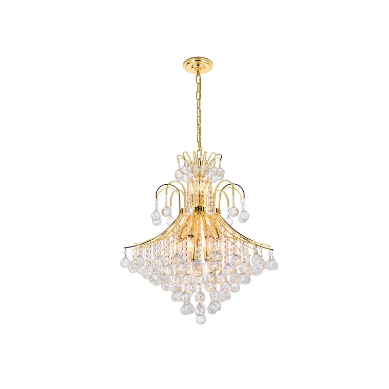 Elegant Lighting Gold 25 Inch Royal Cut Crystal Clear Hanging 15 Light Chandelier
