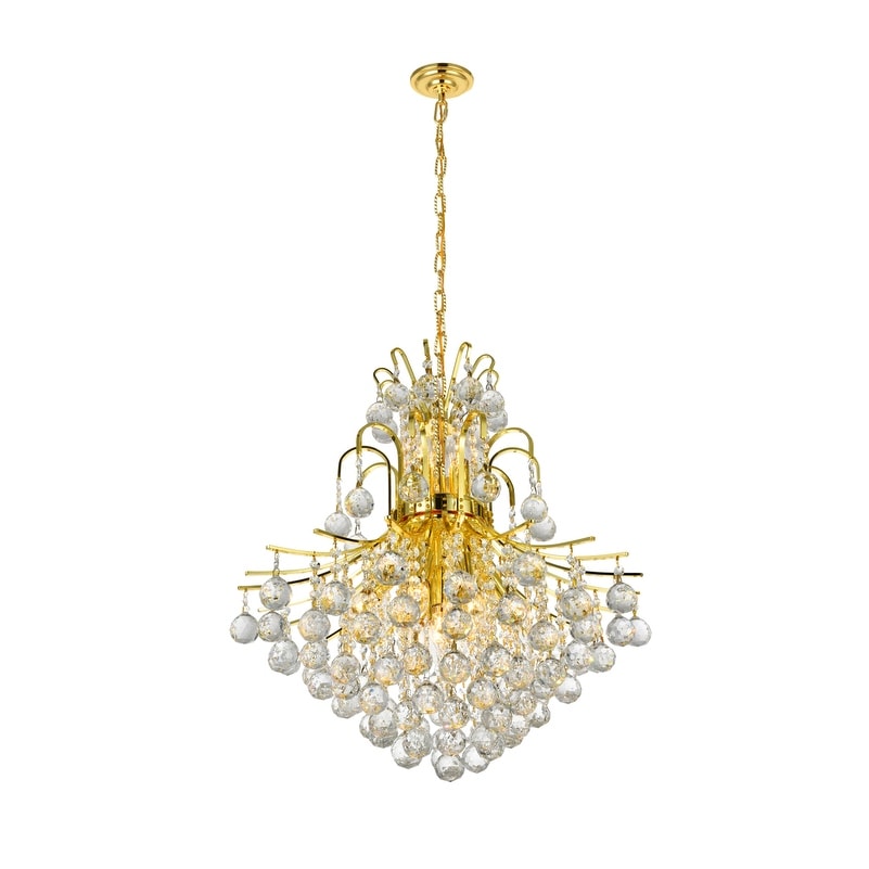 Elegant Lighting Gold Royal Cut 22 Inch Crystal Clear Hanging 11 Light Chandelier