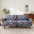 Elegant Loveseat Blue Sofa Couch With Wood Legs 2 Seater Sofa Couch Settee Couch With Square Armrests