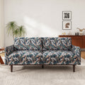 Elegant Loveseat Sofa Couch With Wood Legs 2 Seater Sofa Couch Green Settee Couch With Square Armrests