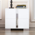 Elegant Mirrored 2 Drawer Nightstand With Metal Feet Bedside Table For Bedroom Living Room White