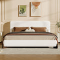 Elegant Terry Upholstered Bed With Dark Brown Solid Wood Legs King Queen Luxury Bedroom