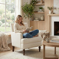 Elegant Tufted Accent Chair With High Resilience Cushion Solid Wood Legs Comfortable Upholstered Armchair