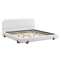 King Elegant Upholstered Bed With Solid Rubberwood Legs And Fabric Design