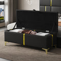 Elegant Upholstered Storage Ottoman Padded Bench With Metal Legs Black Accent Bench Leather Vanity Bench