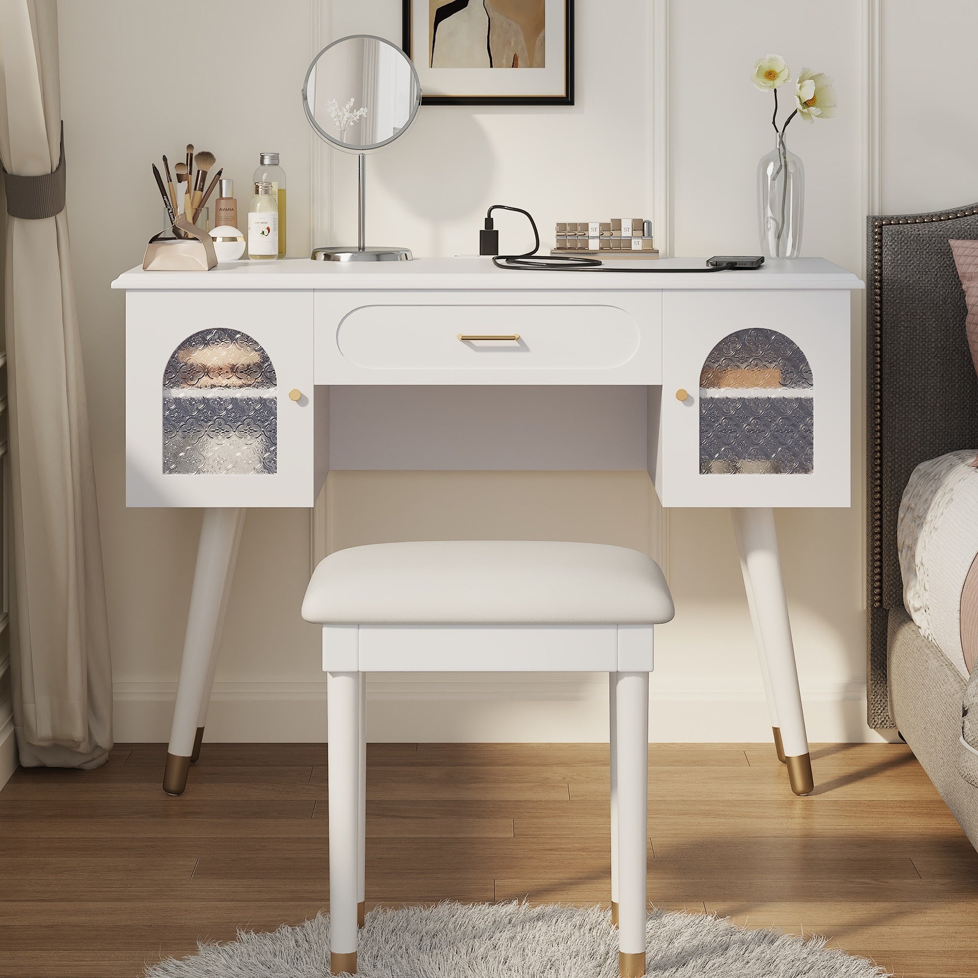 Elegant Vanity Makeup Table Chair Set Modern Dressing Table