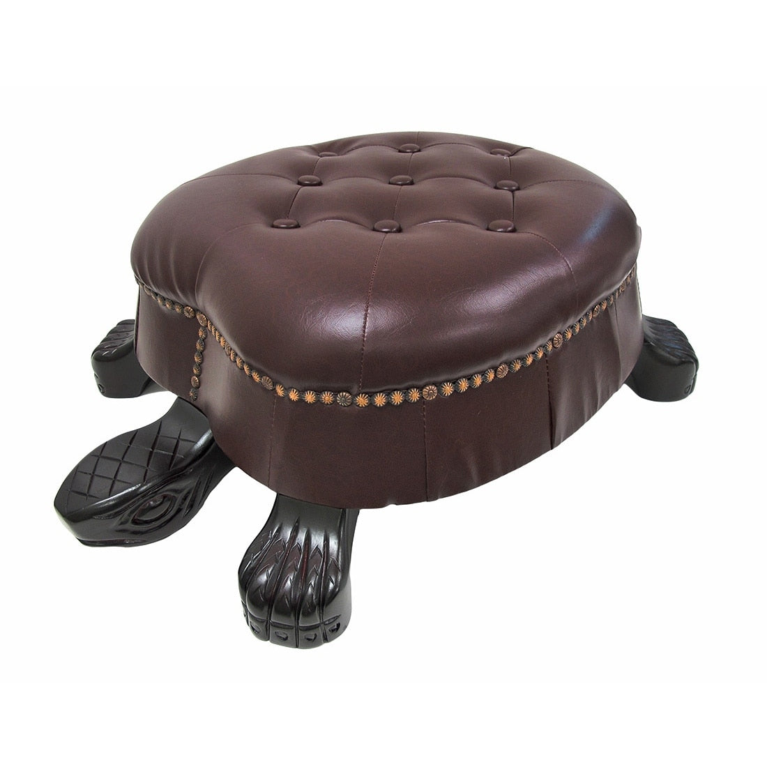 Elegant Walnut Finish Turtle Ottoman Foot Stool 9.5 X 28 X 21 Inches