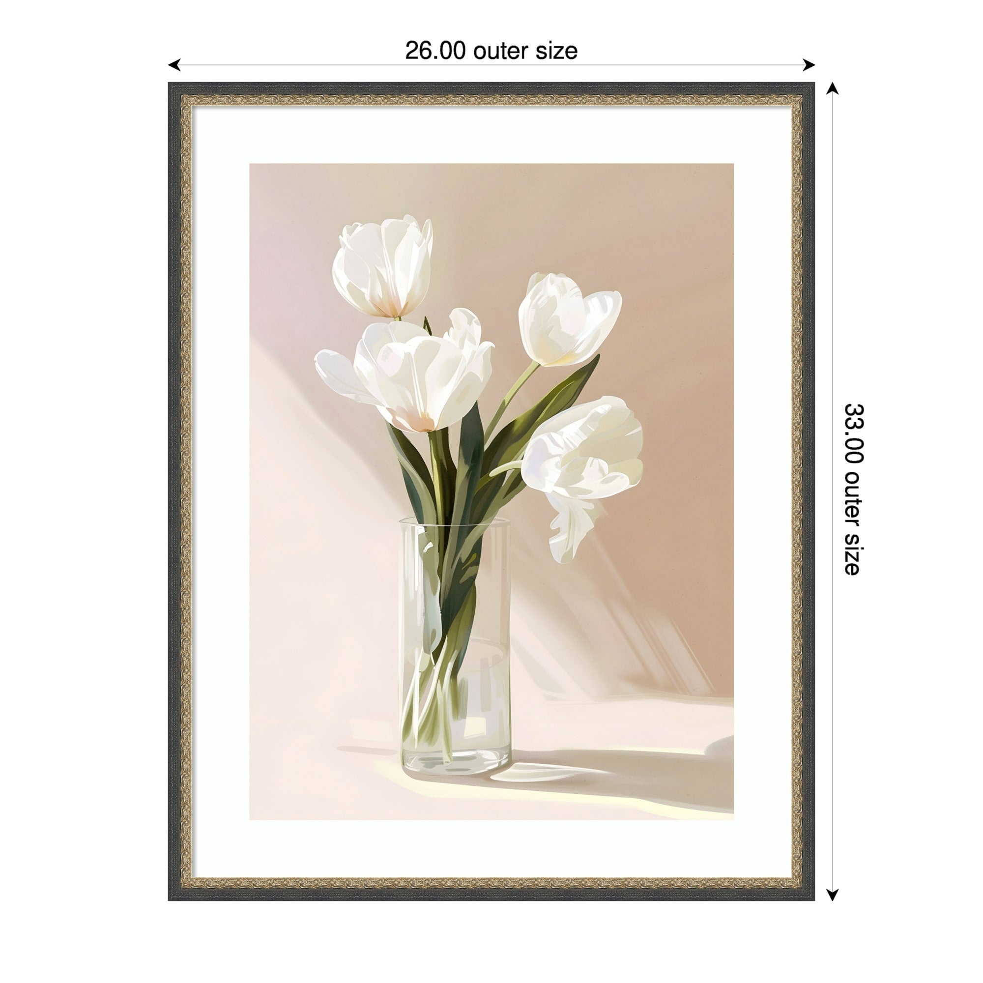 Elegant White Blooms By Treechild Wood Framed Wall Art Print
