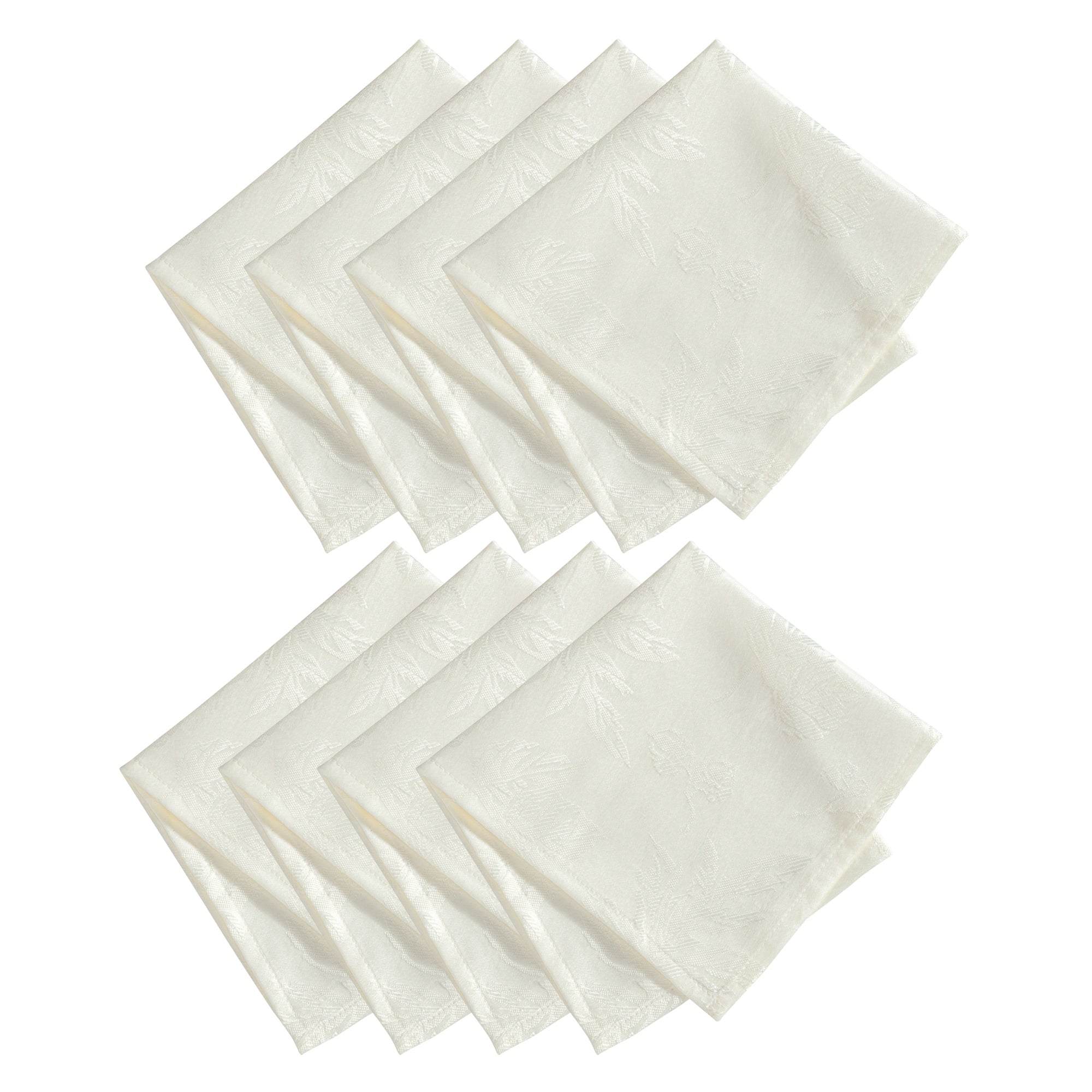 Elegant Woven Leaves Jacquard Damask Napkin Set Of 8 17 X17