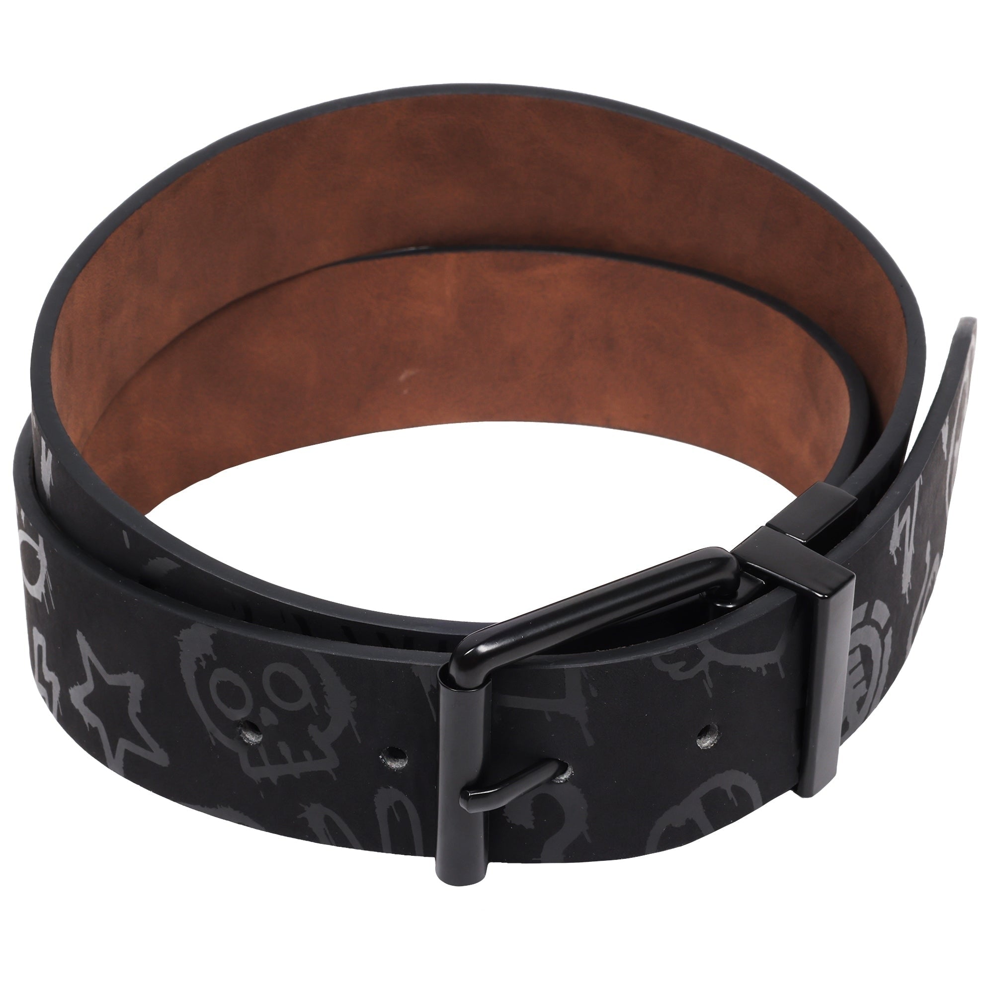 Element Distressed Pu Reversible Belt With Allover Print Black