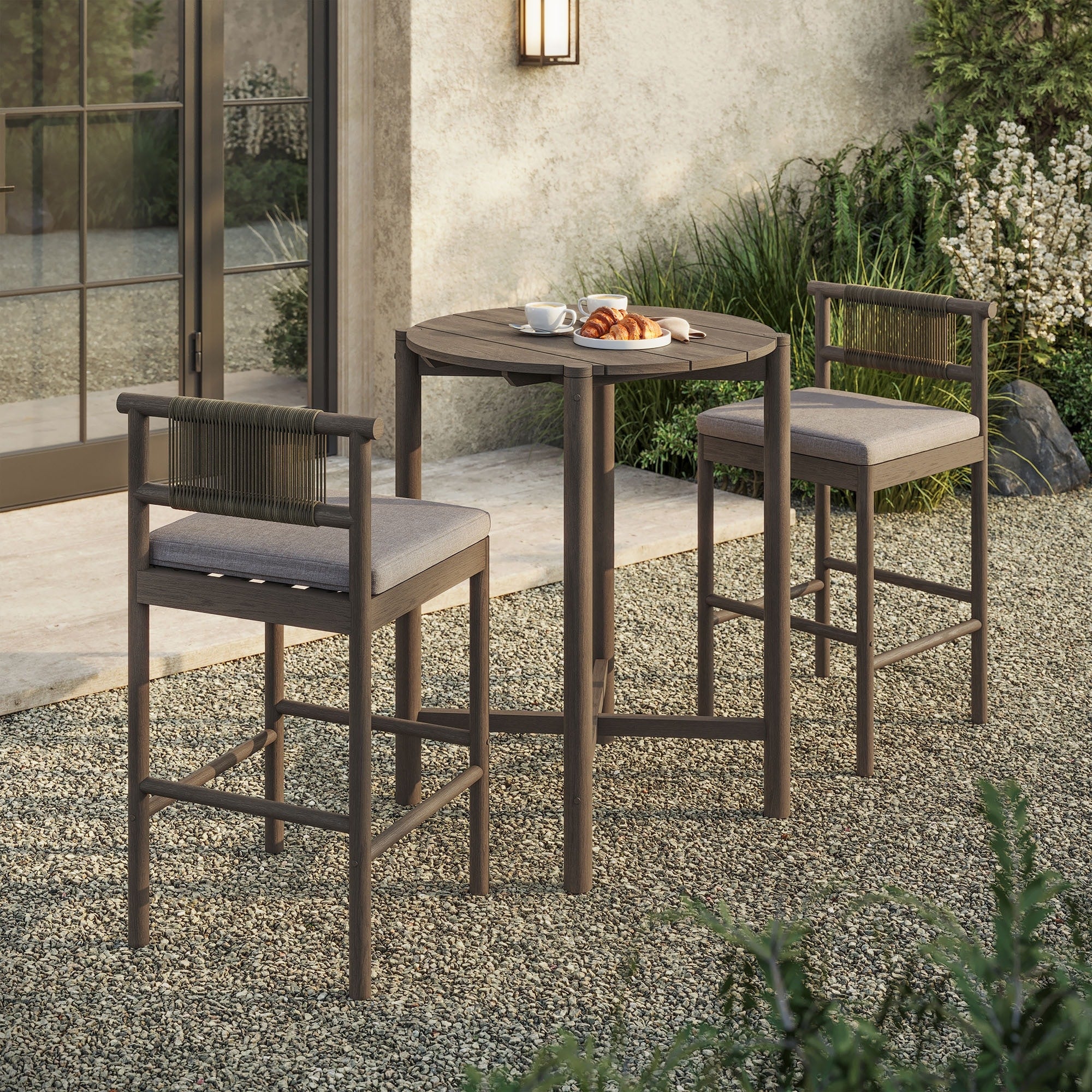 Eleni 3 Piece Outdoor Teak Wood Bar Set