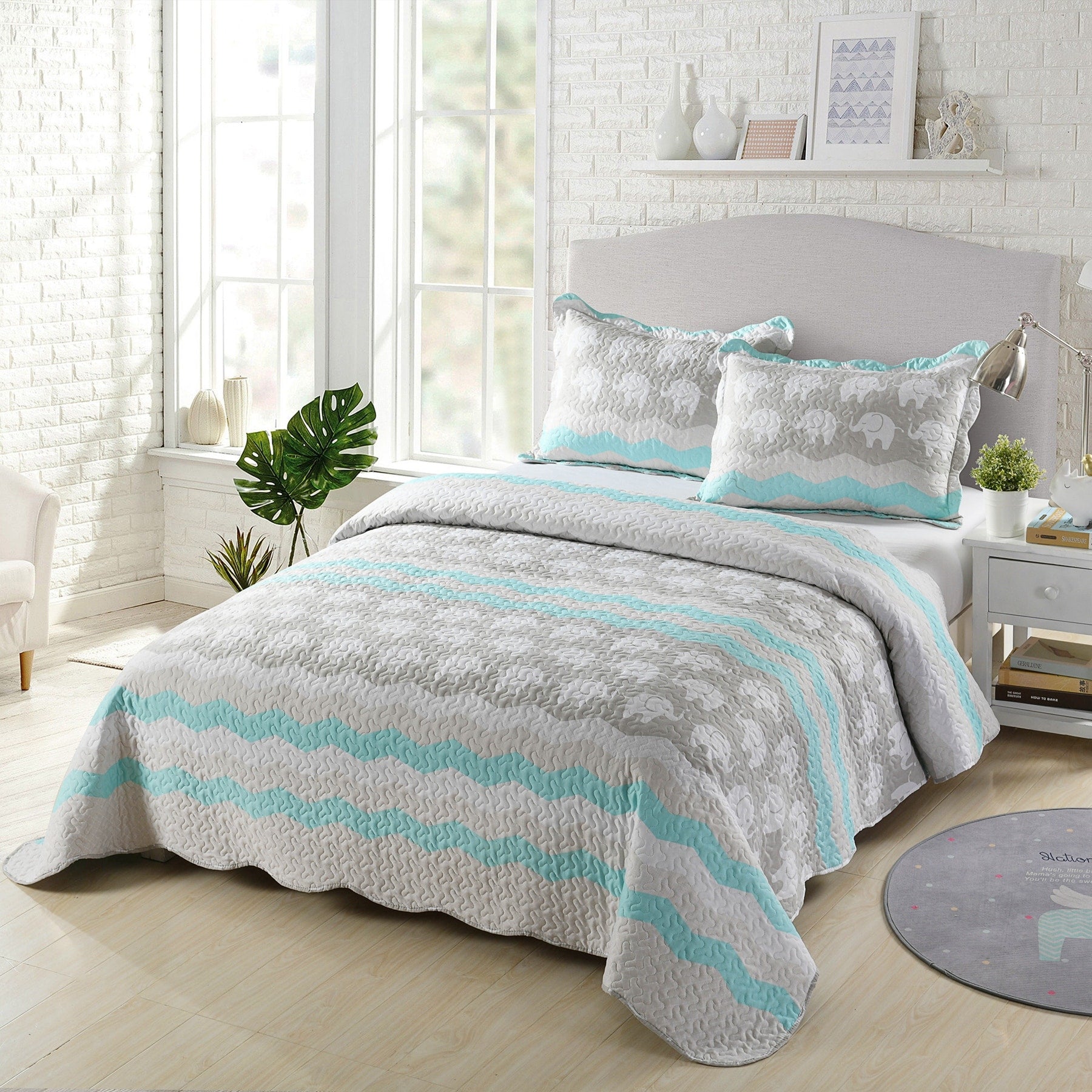 Elephant Kids Quilt Set Bedspread Coverlet Set