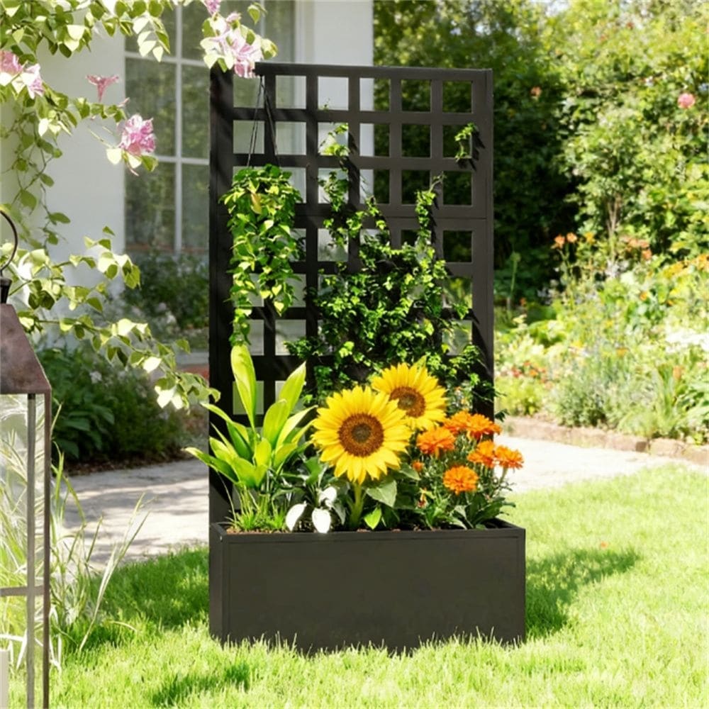 Elevated Garden Bed Planting Box Plant Rack Black