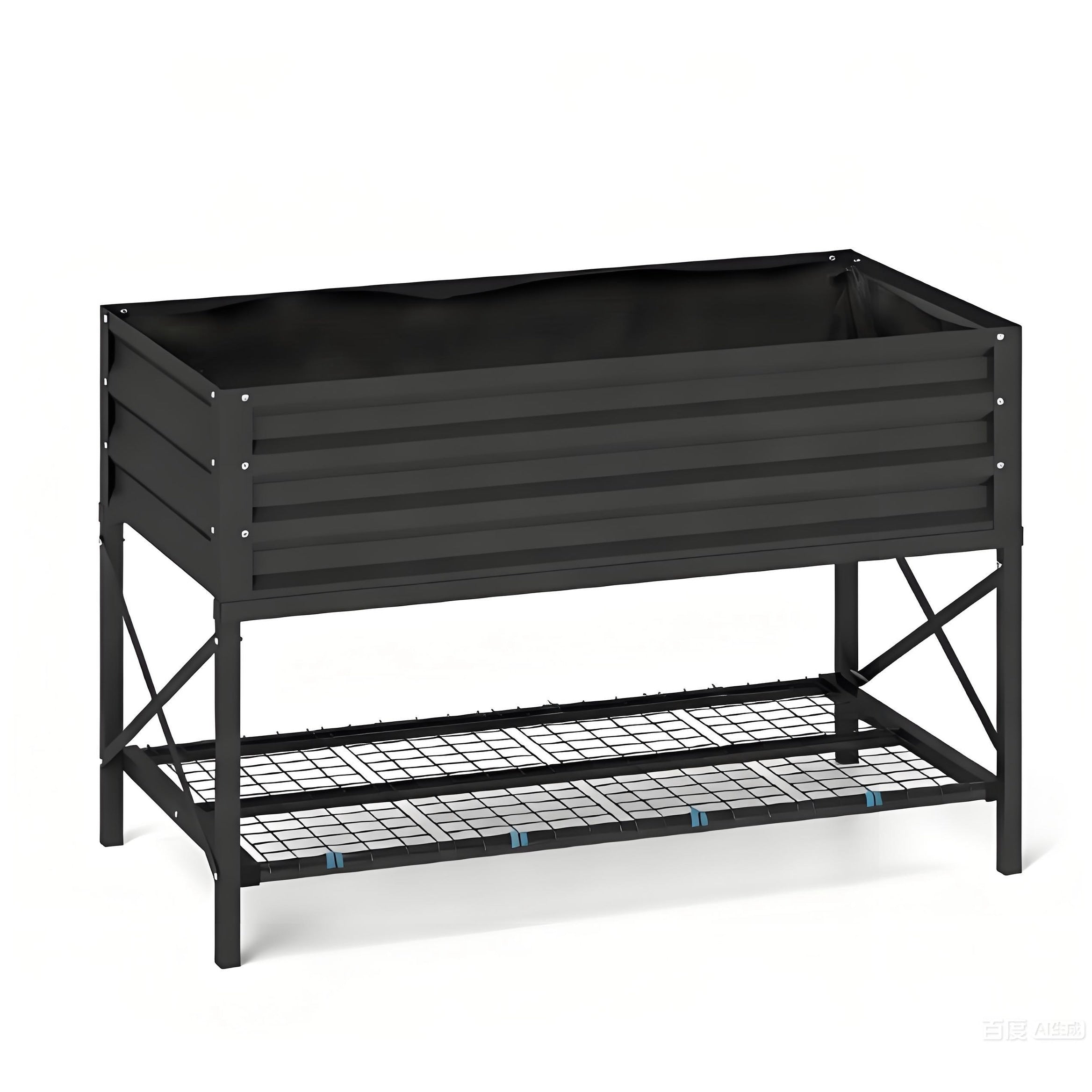 Elevated Gardening Bed With Bottom Storage Shelf For Yard Patio Garden